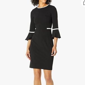 Calvin Klein Women’s Bell Sleeve Dress 3/4 length White and Black